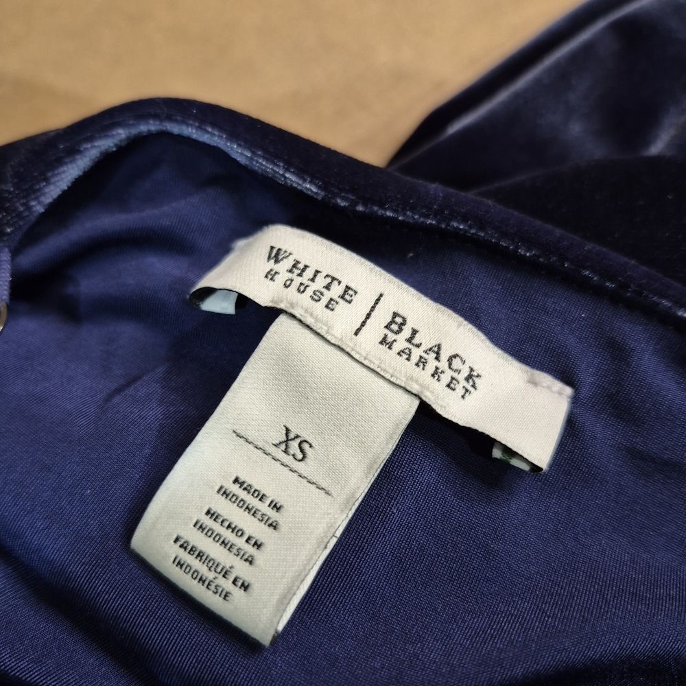 White House Black Market Blue Velvet Midi Dress - Picture 7 of 7
